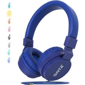 ONTA Kids Headphones for Boys Girls - Child Student Headset Wired Toddler Earphones School Teen on Ear for Ipad | Computer | Smart Phone | Amazon Fire Tablet | Laptop | Plane Travel Game, Dark Blue