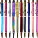 Oddmoal Fancy Metal Ballpoint Pens Floating Glitter Dynamic Liquid Sand Pen for Office Supplies, Black Ink, 12 Count(Mixed Color)