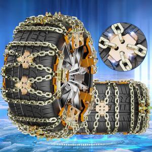 Snow Chains, Tire Chains for Car SUV Pickup Trucks, Adjustable Portable Universal Emergency Anti Skid Snow Car Tire Chains for Tire Width 225-285mm, 6 Pack