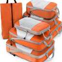 Meowoo 7 Set Compression Packing Cubes for Travel, Durable Ripstop Mesh Suitcase Organizer with Shoe Bag, Ultralight & Expandable Space Saver Travel Cubes