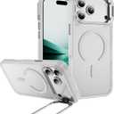 Hitaoyou for iPhone 17 Pro Max Case Compatible with Magsafe, Transparent Matte Built-in Metal Camera Kickstand Protective iPhone 17 ProMax Case Shockproof Cover for iPhone 17 Pro Max (Translucent White)