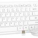 Wireless Keyboard and Mouse Combo - Rii Standard Office PC Keyboard and Optical Wireless Mice (White)