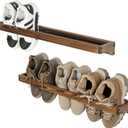 MyGift 30 Inch Rustic Burnt Solid Wood Hanging Shoe Rack, Wall Mounted Storage Organizer Footwear Holder for Closet, Mudroom, Entryway, Holds 6 Pairs, Set of 2