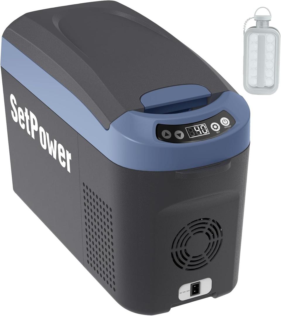 Setpower AB15 12 Volt Refrigerator,16 Quart(15L) Electric Cooler,Portable Car Refrigerator RV Fridge,12v Cooler for Camping, Travel, RV, Vehicles, MPV, SUV, Van, Blue 