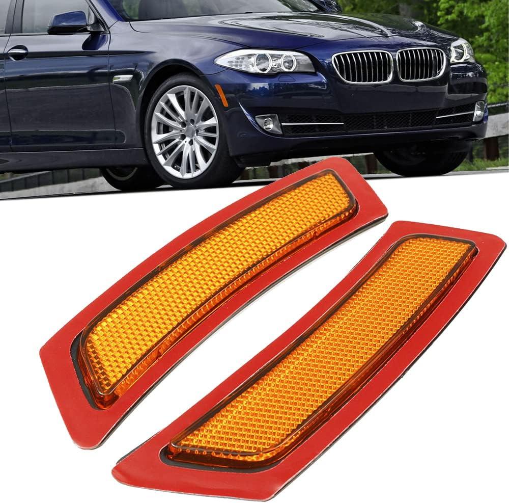 Front Bumper Side Marker Lights Reflector Compatible with 2011-2016 BMW F10/F11 5 Series 528i 528ix 535i 550i(Amber Lens)