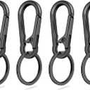 4Pack Small Keychain Rings, Metal Key Carabiner Clip, Mini EDC Key Ring Chain Holder Organizer for Purse Charm Hook, Car Keychain, Paracord Keychain Lanyard, Men and Women Key Fob (Gun Black)