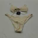 ZAFUL Women's Sexy Cutout Bikini Set High Cut Textured Metal Ring Cheeky Swimsuit Two Piece Bathing Suit, XL