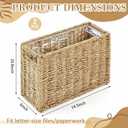 Novabright 2 Pcs Hanging File Desk Organizer 14.5 x 6 x 10.8 Inch Seagrass Hanging File Box Collapsible Portable Filing Basket, Letter Size Woven Storage Basket for Home Office Document Filing Decor