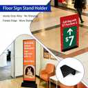 2-Pack Metal Floor Sign Stand Holders - Upward-Flipping Edges for Stability & Deformation Resistance, Foam Board Display Stand Fits Foam Board & Acrylic Signs 0.25"-1.5" Thick, Up to 72" High, Black Base Only