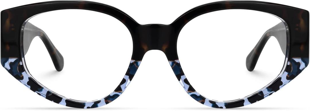 VOOGLAM Fashion Glasses for Women, Chic Middle Blue Light Blocking Glasses Geometric Anti Eyestrain Eyewear-1778Tortoise/Blue