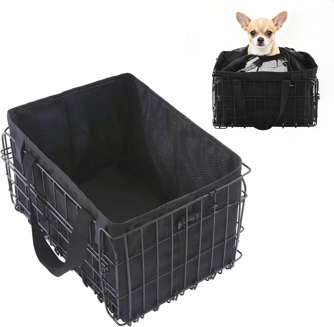 Large Dog Bike Basket with Removable Liner Bag, Portable Rear Bike Basket Carrier for Travel, Waterproof Bike Storage Suit for Front/ Rear/ Side of Bicycle, Ebike Accessoriest for Pets, Fruit & Grocery