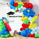 104pcs Graduation Balloon Arch Kit Rainbow Preschool Graduation Balloon Arch Large Inflatable Pencil Balloons Line Notebook Backdrop for Back to School Classroom Celebration Party Decor (Colorful)