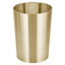 mDesign Stainless Steel Round Metal Trash Can, Small 4 Gallon Wastebasket, Garbage Basket Bin for Bathroom, Bedroom, Kitchen, or Home Office, Holds Waste and Recycle, Mirri Collection, Soft Brass