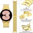 Compatible Galaxy Watch 6 Band Classic 47mm 46mm 44mm 43mm 42mm 40mm Bands, Samsung No Gap Solid Stainless Steel Strap for Men Women 4 5 6 Pro (Gold)