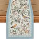 Artoid Mode Blue Birds Flowers Blossom Table Runner, Seasonal Spring Floral Kitchen Dining Table Decoration for Home Party Decor 13x72 Inch