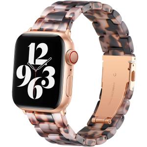 Bestig Resin Band Compatible with Apple Watch Bands for Women 40mm 38mm 41mm 42mm(Series 11 10), Lightweight Waterproof Strap for iWatch Series 10 9 8 7 6 5 4 3 2 1 SE Men(Black Agate)