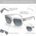 ZENOTTIC Rectangle Sunglasses for Men Women Polarized UV400 Protection Classic Trendy Driving Sun Glasses (C06 Crystal Light Grey Frame Grey Lens)