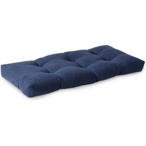 ELFJOY Tufted Bench Cushion Thicken Patio Furniture Cushions Classic Solid Color Porch Swing Cushion Soft Bench Pillow with Non Slip Backing (34x16x3.5 inch Navy)