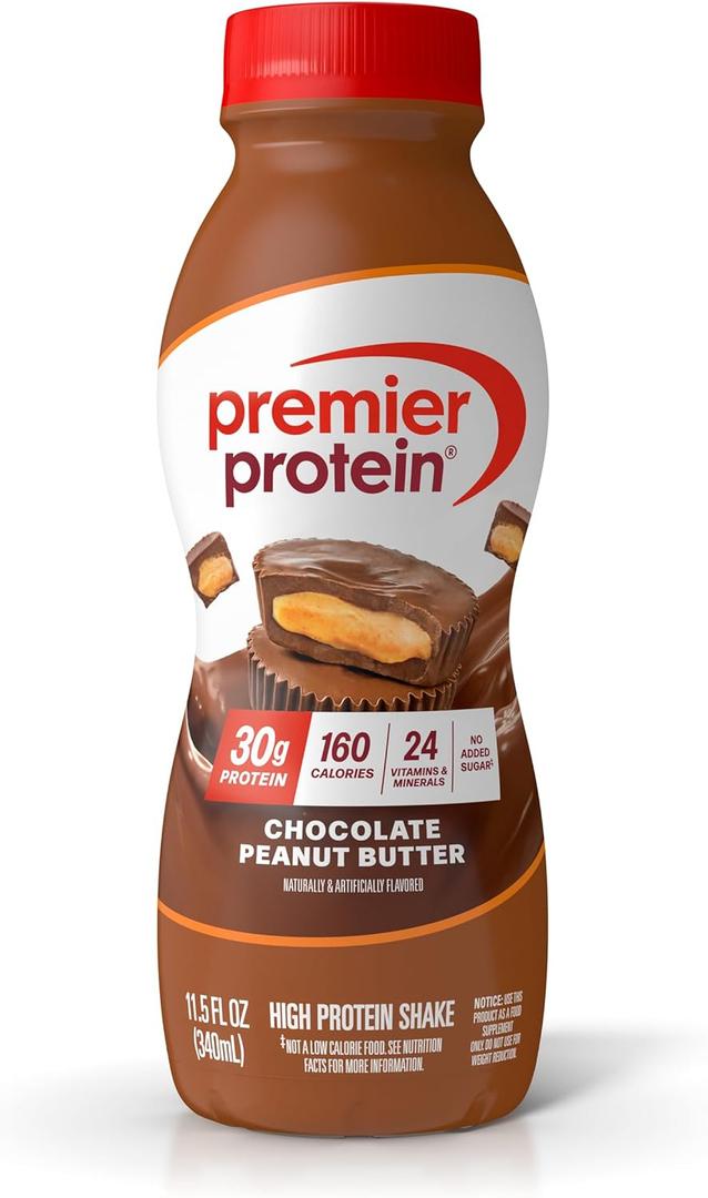 Premier Protein Shake, Chocolate Peanut Butter, 30g Protein, No Added Sugar, 24 Vitamins & Minerals to Support Immune Health, 11.5 fl oz, 1 Pack BBD: 5 DEC 2026