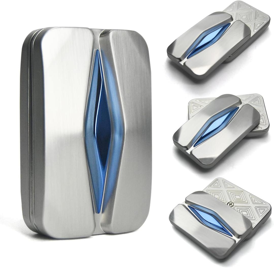 Mountain Fidget Slider, Trackless Design for Fancy Tricks, EDC Fidget Toys Adults Stress Relief Toy for Keep Focus & Anxiety Relief, Best Gadgets for Men (Silver/Blue)