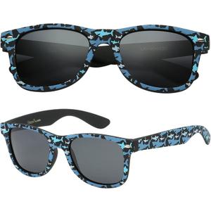 PolarSpex Toddler Sunglasses UV Protection  Unbreakable Kids Polarized Sunglasses with Case for Boys & Girls age 2-8 (Rubberized Megalodon Shark | Polarized Smoke)