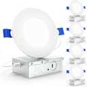 Sunco 4 Inch LED Recessed Lights, Slim Canless Ceiling Lighting, 650 LM, 10W (60W Equivalent), 6000K Daylight Deluxe, Dimmable, Wafer Thin, Ultra Thin with Junction Box ETL 4 Pack.