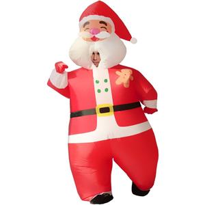 Christmas Inflatable Costume Cosplay Air Blow Up Santa Costumes for Men Women Adult Xmas Halloween Holiday Party Carnival (Santa Claus), Red