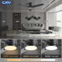 CJOY Ceiling Fan with Lights, 48 Inch Low Profile Ceiling Fans with Light and Remote, Reversible DC, Flush Mount, 3CCTDimmable, Modern Indoor/Outdoor Design for Bedroom, Living Room, Patio, Kitchen