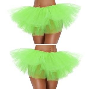 G&J Online Tutu Skirt for Women Adult Classic Elastic 3 4 5 Layered Tulle Party Marathon Dance Costume Skirts (One Size, 2Pack-5Layer-Mint, one_Size)