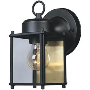 DESIGNERS FOUNTAIN Preston Outdoor Light Fixture, 8 Inch, Exterior Wall Mount Lantern Sconce, Clear Glass Porch Lights for Front Door, Patio, and House Garage, Black, 1161-BK (8 Inch H)