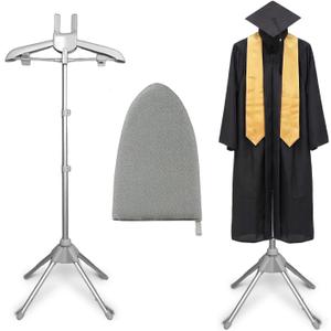 Garment Steamer Rack with Ironing Gloves for Clothes, Foldable Garment & Clothes Drying Rack,Graduation Gown Display Stand, Garment Hanger Drying Rack for Including Ironing Gloves (Grey)