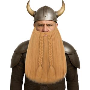 Yan Dream Viking Dwarf Long Braided Synthetic Fake Beard for Halloween Cosplay Costume Parties