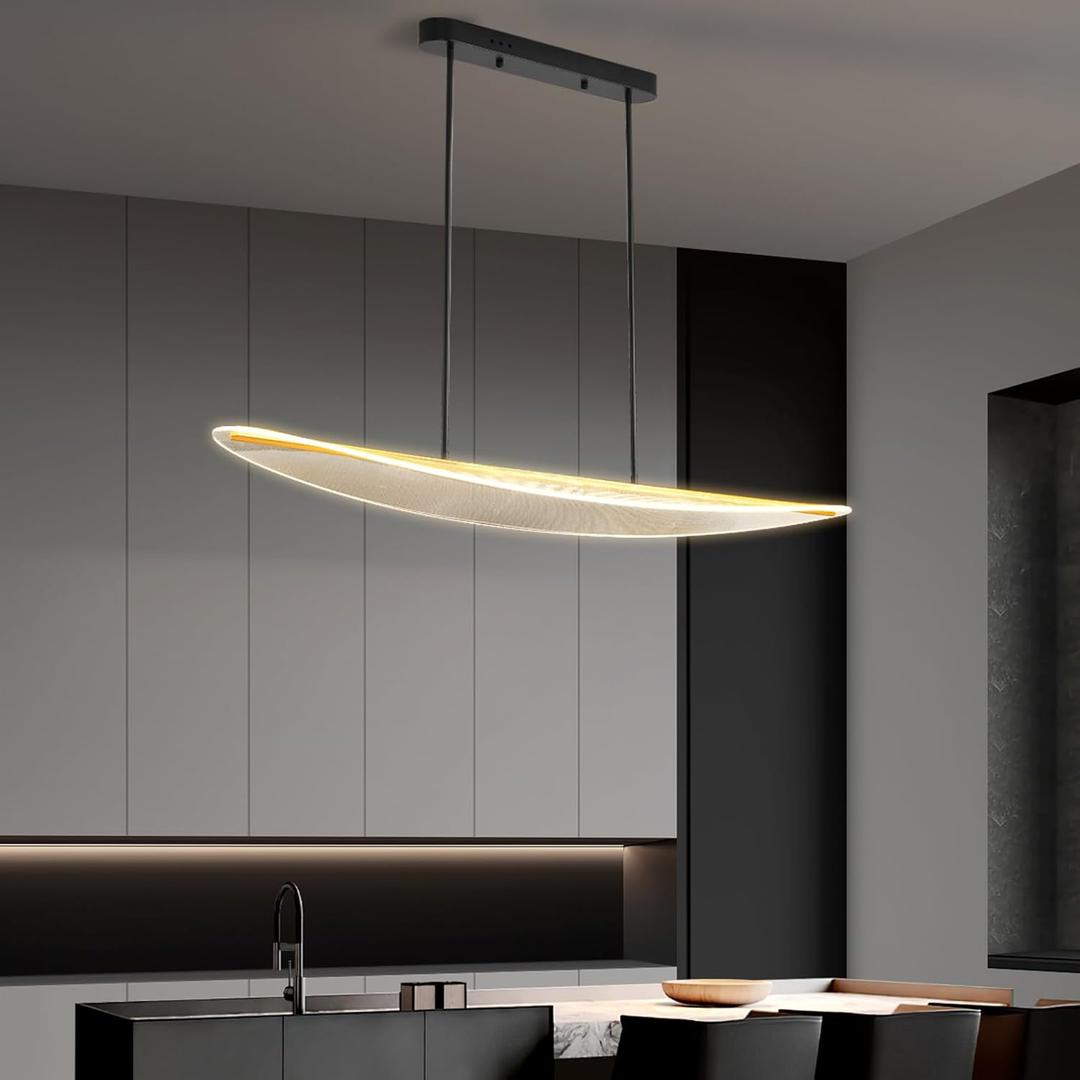 Modern LED Chandelier, Modern Luxury Chandelier,Rectangular Pendant Lighting Adjustable Ceiling Light Fixture for Living Room Dining Room Bedroom (rectangular-47inch)