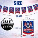 2 x 250 Anniversary USA Bunting Banner Decorations, 4th of July USA 1776-2026 Patriotic Pennant Flag Garland Indoor Outdoor Party String Banner for Independence Day American 250 Year Flag Decor