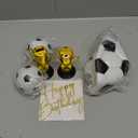 Large Soccer Ball Cake Toppers 8pcs Include 5 Soccer Balls of Different Sizes 2 Trophies and 1 Happy Birthday Sign for Football Cake Decorations Sport Theme Party Favors Ceremony