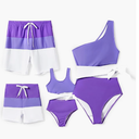 PATPAT Family Matching Swimsuits: Mommy and Me One Shoulder Colorblock Bathing Suits One Piece Swimwear Sets (2T) 