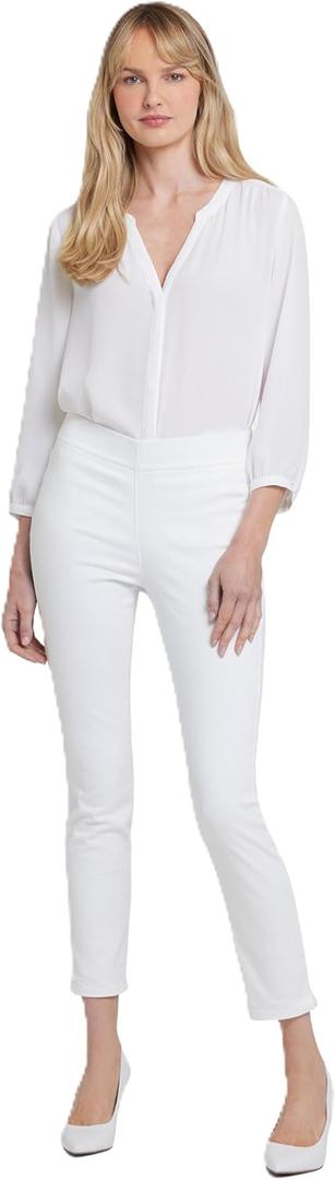 NYDJ Women's Pull-On Skinny Ankle Jeans | Slimming & Flattering Fit (8, Optic White)