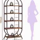 Bookshelf Arched Bookcase, 5 Tier Open Freestanding Display Shelf for Home Office, Living Room, Walnut