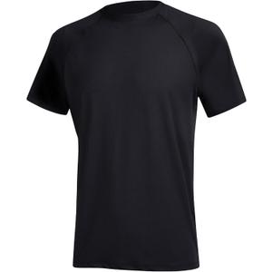 Satankud Men's UPF 50+ Rashguard Swim Tee Short Sleeve Running Shirt Swimwear Swim Hiking Workout Shirts L