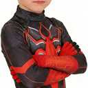 Kids Superhero Cosplay Bodysuit Halloween Spandex Costume, Black/Red, XS
