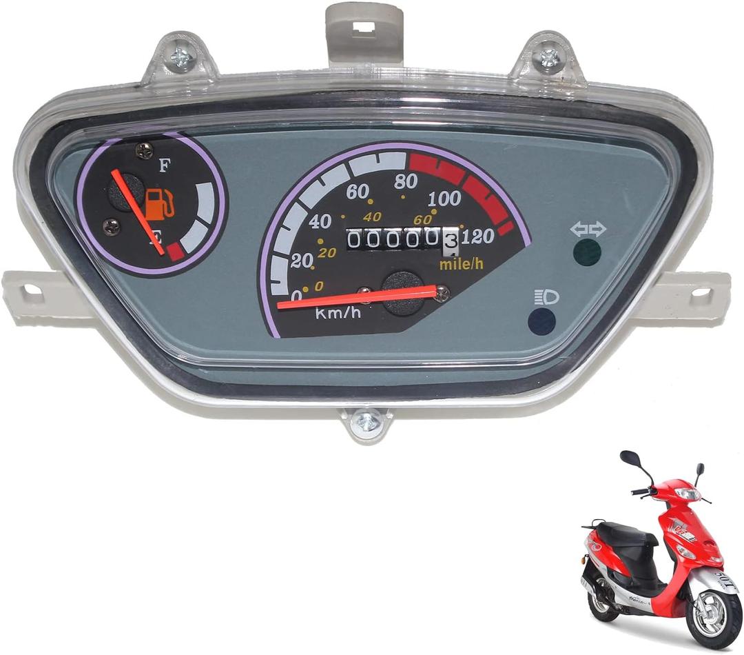 Minho Gas Gauge Motorcycle Speedometer Odometer Tachometer for Chinese GY6 Scooter TaoTao Pony ATM50,Roketa MC-08 Boom,Baja Suncity,KM/H