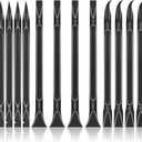 12 PCS Carbon Fiber Plastic Scrapers Tool, Non-Scratch Scraper Tool for Tight Spaces, Multi-Purpose Label Scraper Pen-Shaped, for Car Cleaning Supplies, Kitchen, Crevices, Stains (Black)
