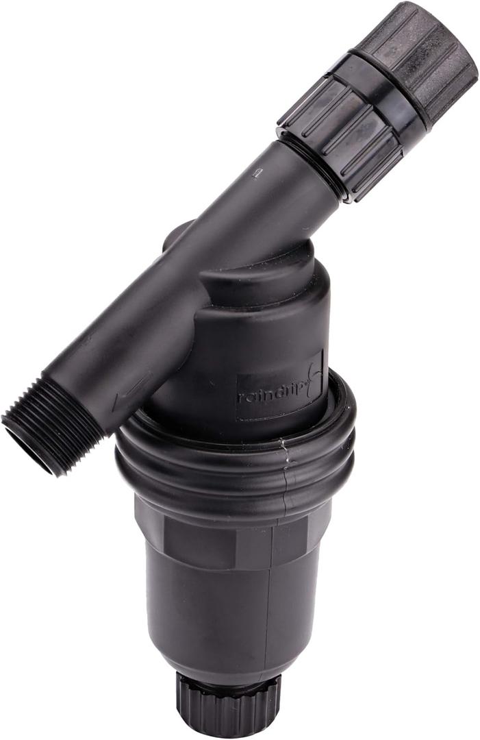 Raindrip R605DT "Y" Filter, 3/4-Inch MPT X 3/4-Inch MPT, for Drip Irrigation Systems, Connect to Pipe such as Sprinkler Riser, Removable Filter, Black