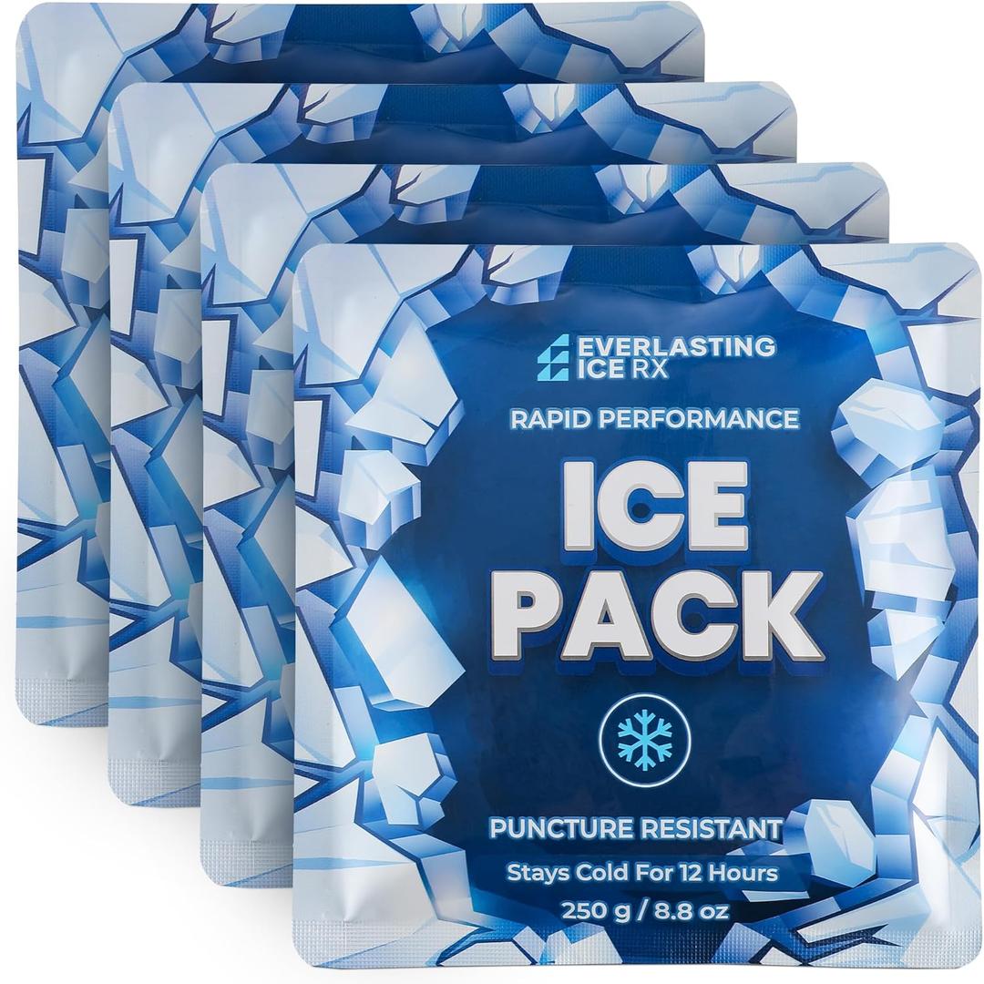 Rapid Performance Reusable Ice Packs for Lunch Boxes, Lunch Bags or Coolers | 4 Pack | Cold for Up to 12 Hours | Ice Packs for Cooler, Long Lasting for Camping, Beach, & School (8.8 oz / 250 Grams)