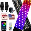 2 Pack Fat Whip Lights, 2ft LED Whip Lights with App & Remote Control, Spring Base, Spiral RGB Chasing Lighted Antenna Whips for Side by Side Music Whip Light for ATV Can-Am SXS Truck Polaris
