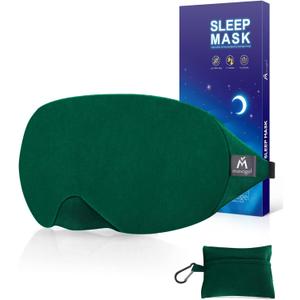 Mavogel Cotton Sleep Eye Mask - Breathable Light Blocking Sleep Mask, Soft Comfortable Night Eye Mask for Men Women, Eye Cover for Travel/Sleeping/Shift Work, Includes Travel Pouch (Green)