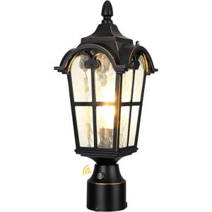Dusk to Dawn Outdoor Post Lights,Black Waterproof Lamp Post Light Fixture, Aluminum Lamp Posts Outdoor Lighting Pole Lantern for Outside Yard Patio Pathway Garden Deck, Hard Wired