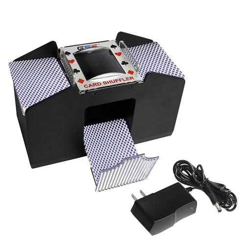 GSE Games & Sports Expert 4-Deck Automatic Card Shuffler, AC/DC-Power & Battery-Operated Shuffler Machines for Playing Cards, Blackjack, Texas Hold'em, Canasta, Bridge, UNO