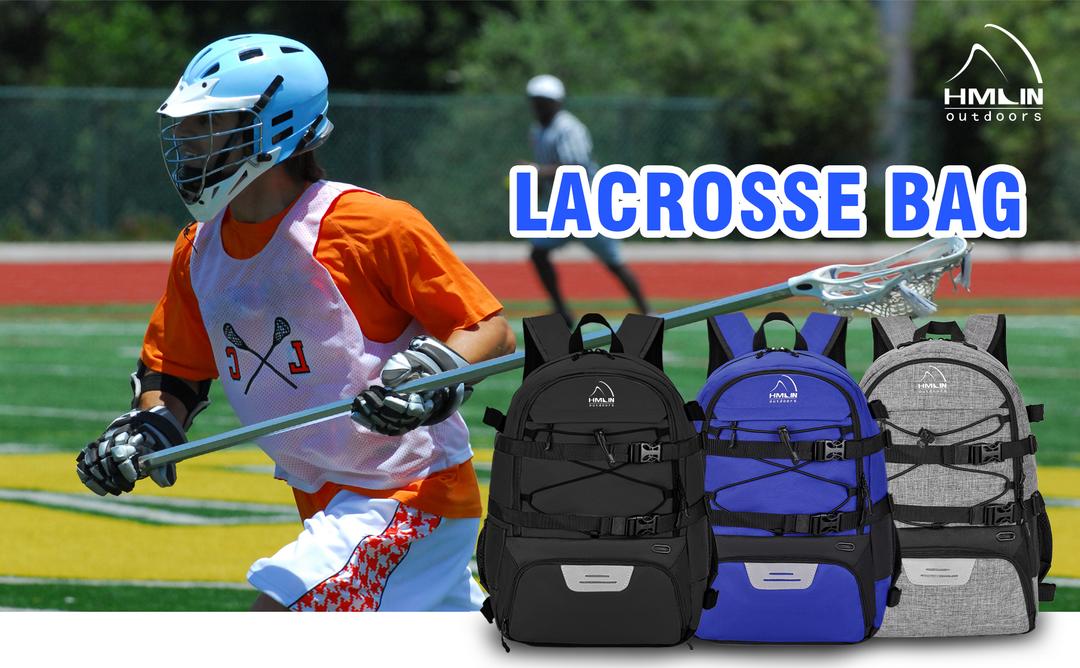 HMLIN OUTOOORS Lacrosse Bag with Two Sticks Holder,field hockey bag Separate Shoe Space with External Buckle Straps to Fix Helmet and Other Lacrosse or Field Hockey Equipment