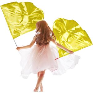 2 Pcs Set 32" Praise Dance Worship Flags with Scalable Rod for Kids Children Semicircle Praise Church Flags for Worship Dance Outdoor Practice Performance(Gold)